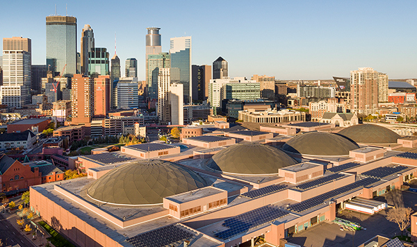 aerial view of minneapolis convention center